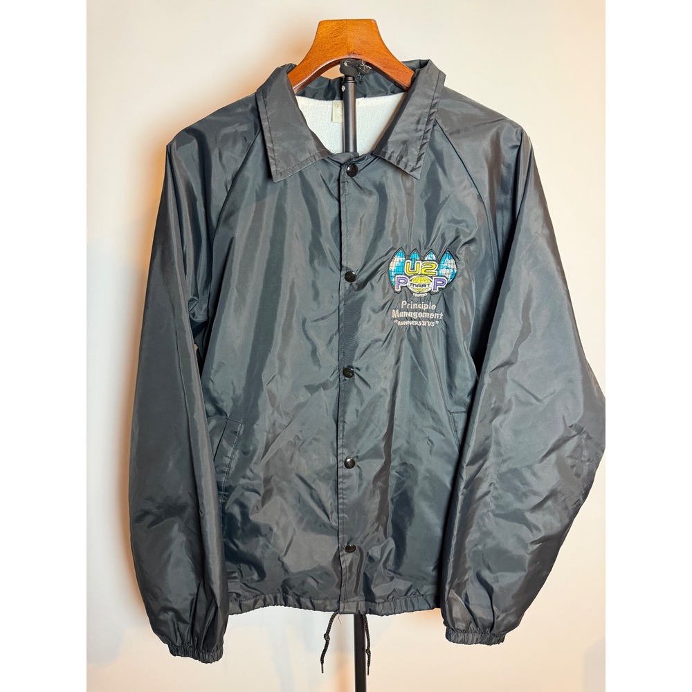 Vintage U2 PopMart Tour 1997 Auburn Sportswear Crew Jacket Mens Large Black USA